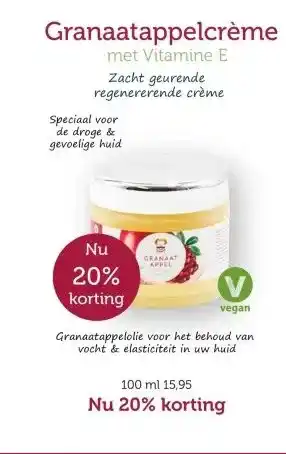 De Rode Pilaren Granaatappelcrème met Vitamine E aanbieding