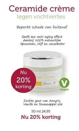 De Rode Pilaren Ceramide crème tegen vochtverlies aanbieding