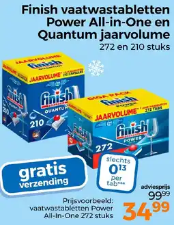 Trekpleister Finish vaatwastabletten Power All in One en Quantum jaarvolume aanbieding