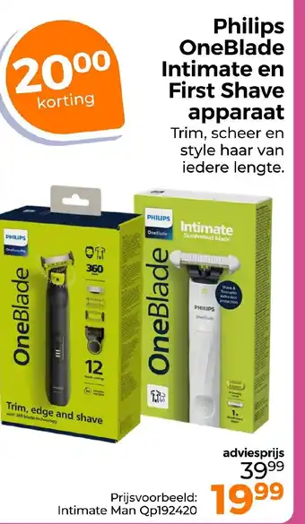 Trekpleister Philips OneBlade Intimate en First Shave aanbieding