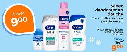 Trekpleister Sanex deodorant en douche aanbieding