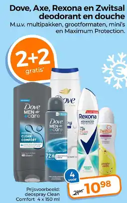 Trekpleister Dove, Axe, Rexona en Zwitsal deodorant en douche aanbieding