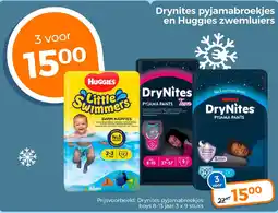 Trekpleister Drynites pyjamabroekjes en Huggies zwemluiers aanbieding