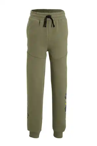 Wehkamp Coolcat joggingbroek Coby met printopdruk khaki aanbieding