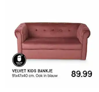 Xenos Velvet Kids Bankje 91x47x40 Cm aanbieding