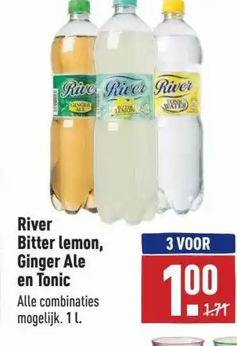 ALDI River Bitter Lemon, Ginger Ale En Tonic aanbieding