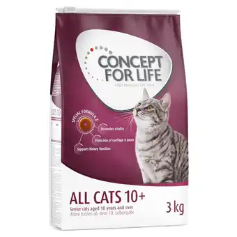 Zooplus 20% korting op 9 kg / 10 kg Concept for Life Katten droogvoer - All Cats 10+ 3 x 3 kg aanbieding