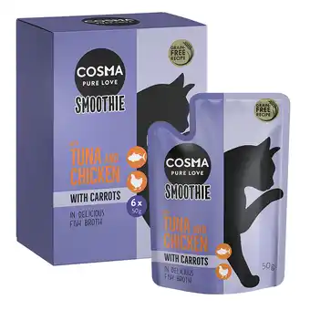 Zooplus 6x50g Cosma Smoothies Tonijn en Kip met Wortel Kattensnacks aanbieding