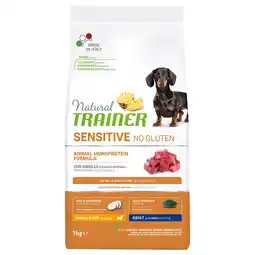 Zooplus 0,5 kg gratis! Natural Trainer hondenvoer 7 kg - Sensitive No Gluten Adult Small met Lam aanbieding