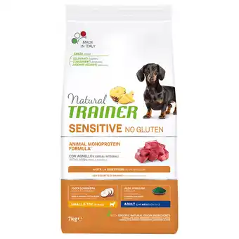 Zooplus 0,5 kg gratis! Natural Trainer hondenvoer 7 kg - Sensitive No Gluten Adult Small met Lam aanbieding