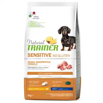 Zooplus 0,5 kg gratis! Natural Trainer hondenvoer 7 kg - Sensitive No Gluten Small & Toy met Zwijn aanbieding