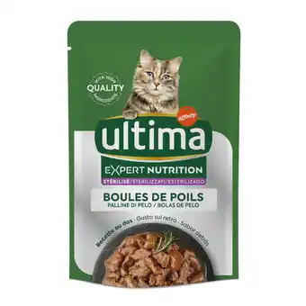 Zooplus 3 + 1 gratis! Ultima Cat Expert Nutrition 16 x 70g - Hairball Rund & Zalm aanbieding