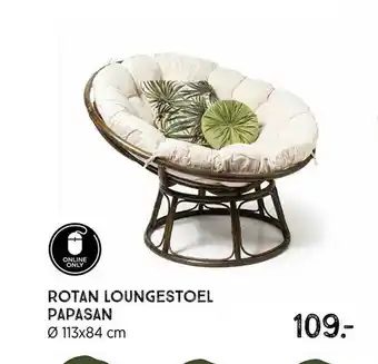 Xenos Rotan Loungestoel Papasan Ø 113x84 Cm aanbieding