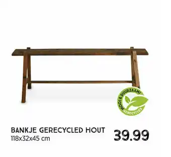 Xenos Bankje Gerecycled Hout 118x32x45 Cm aanbieding