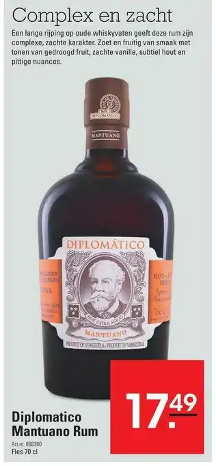 Sligro Diplomatico Mantuano Rum aanbieding