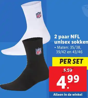 Lidl 2 paar NFL unisex sokken aanbieding