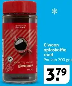 Hoogvliet G'woon oploskoffie rood aanbieding