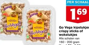 Hoogvliet Go Vega kipstukjes, crispy sticks of wokstukjes aanbieding