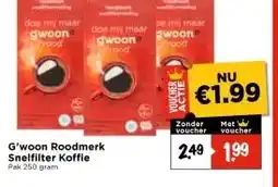 Vomar Voordeelmarkt G'woon Roodmerk Snelfilter Koffie aanbieding