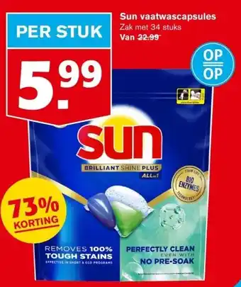 Hoogvliet Sun vaatwascapsules aanbieding