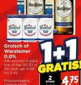 Vomar Voordeelmarkt Grolsch of Warsteiner 0.0% aanbieding