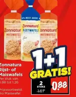 Vomar Voordeelmarkt Zonnatura Rijst- of Maiswafels aanbieding