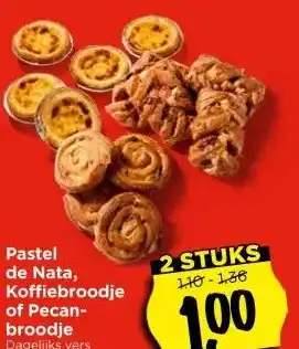 Vomar Voordeelmarkt Pastel de Nata, Koffiebroodje of Pecan- broodje aanbieding