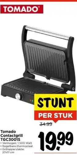 Vomar Voordeelmarkt Tomado Contactgrill TGC3001s aanbieding