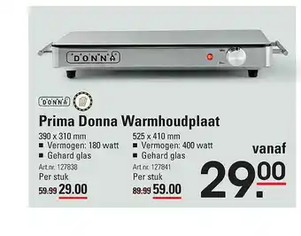 Sligro Prima Donna Warmhoudplaat aanbieding