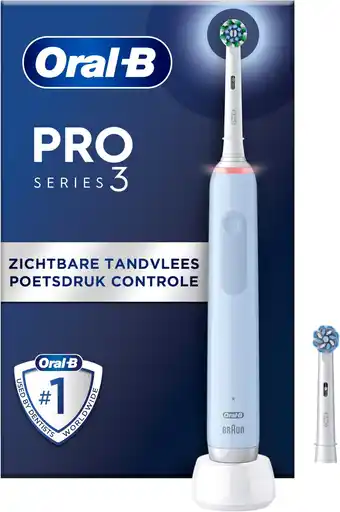 Amazon Oral-B Pro 3 3000 Blauw Elektrische Tandenborstel, 2 Opzetborstels aanbieding