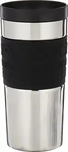 Amazon Bodum 11093-01 Travel Mug, 0,35 L, reisbeker roestvrij staal 8,5 x 8,5 x 18 cm, zwart aanbieding