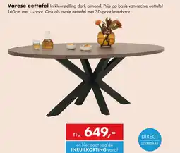 Woonsquare Varese eettafel ovaal aanbieding