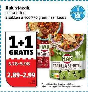 Poiesz Hak Stazak 1+1 Gratis aanbieding