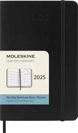 Amazon Moleskine 12 Monate Monatsnotizkalender 2025, P/A6, Weicher Einband, Schwarz aanbieding