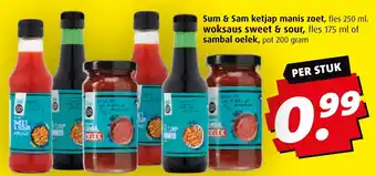 Boni Sum & Sam ketjap manis zoet, woksaus sweet & sour, of sambal oelek aanbieding