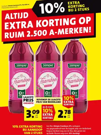 Boni Slimpie framboos 0% aanbieding