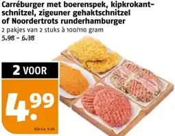 Poiesz Carréburger met boerenspek, kipkrokant schnitzel, zigeuner gehaktschnitzel of Noordertrots runderhamburger aanbieding