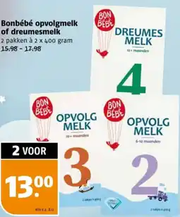 Poiesz Bonbébé opvolgmelk of dreumesmelk aanbieding