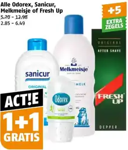 Poiesz Alle Odorex, Sanicur, Melkmeisje of Fresh Up aanbieding