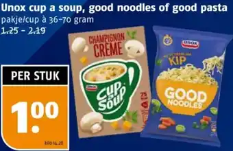 Poiesz Unox cup a soup, good noodles of good pasta aanbieding