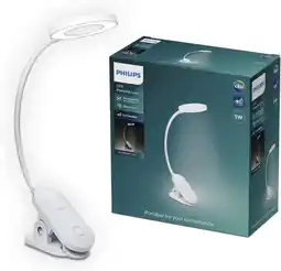 Amazon Philips Forys Clip draagbare tafellamp, 5W, koud wit, wit, incl. accu aanbieding