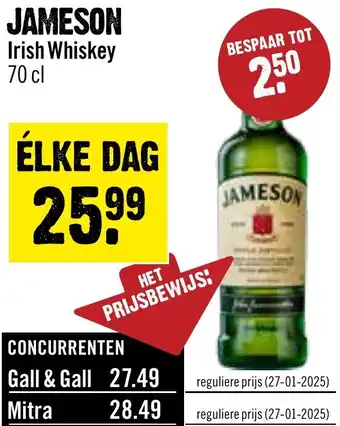 Dirck 3 Jameson Irish Whiskey aanbieding