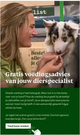 Welkoop Gratis voedingsadvies van jouw dierspecialist aanbieding