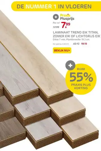 Praxis Laminaat trend eik titan, zomer eik of lichtgrijs eik aanbieding