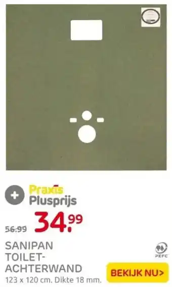 Praxis Sanipan toilet achterwand aanbieding