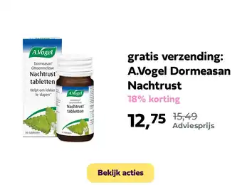 Plein.nl gratis verzending: A.Vogel Dormeasan Nachtrust aanbieding