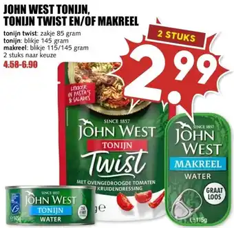 MCD Supermarkt JOHN WEST TONIJN, TONIJN TWIST EN/OF MAKREEL aanbieding