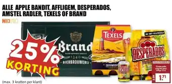 MCD Supermarkt ALLE APPLE BANDIT, AFFLIGEM, DESPERADOS, AMSTEL RADLER, TEXELS OF BRAND aanbieding