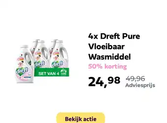 Plein.nl 4x Dreft Pure Vloeibaar Wasmiddel aanbieding