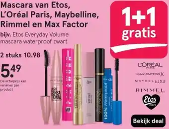 Etos Mascara van Etos, L'Oréal Paris, Maybelline, Rimmel en Max Factor aanbieding